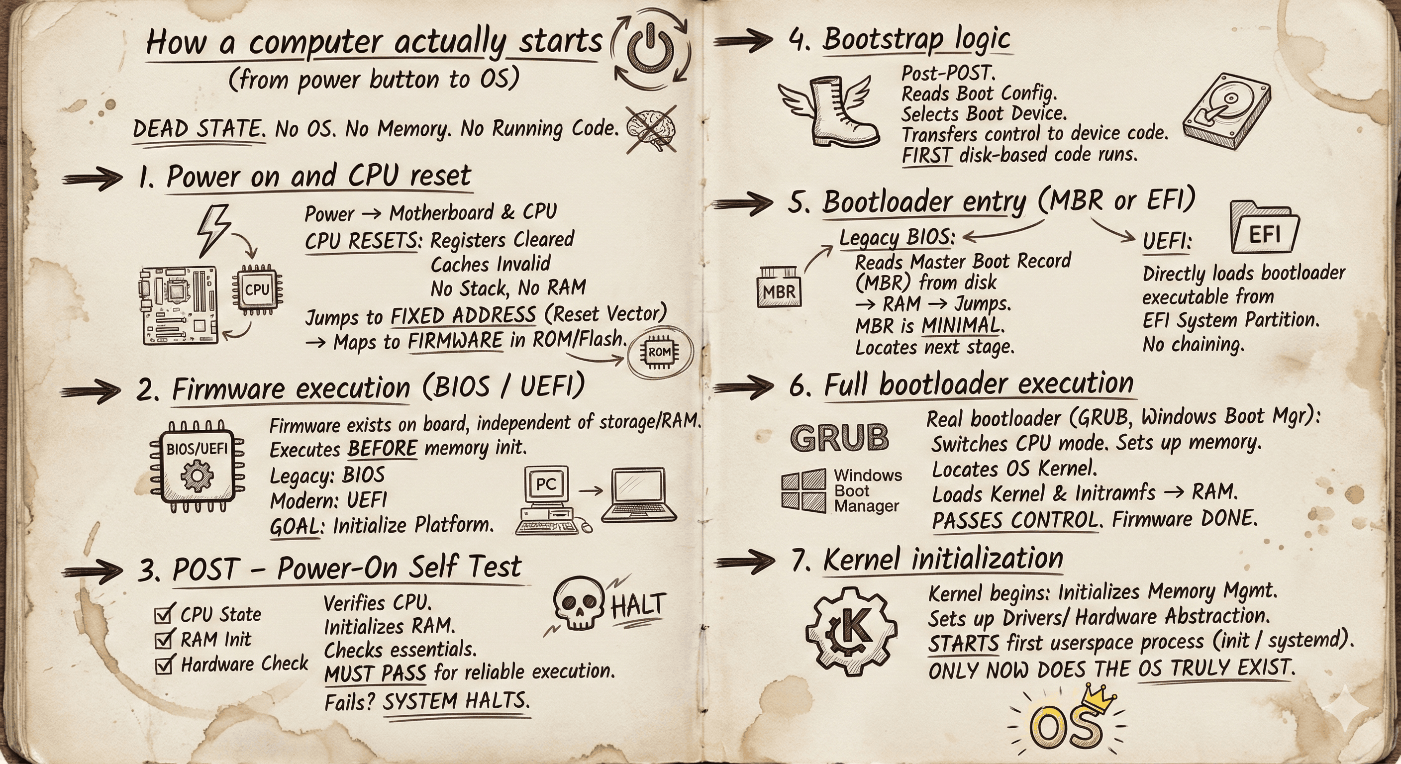 How a computer actually starts (power button to OS)