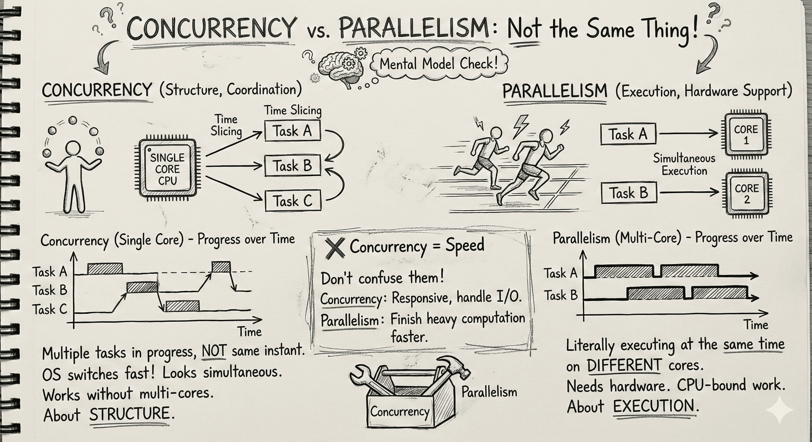 Concurrency vs Parallelism (and why you're confused)