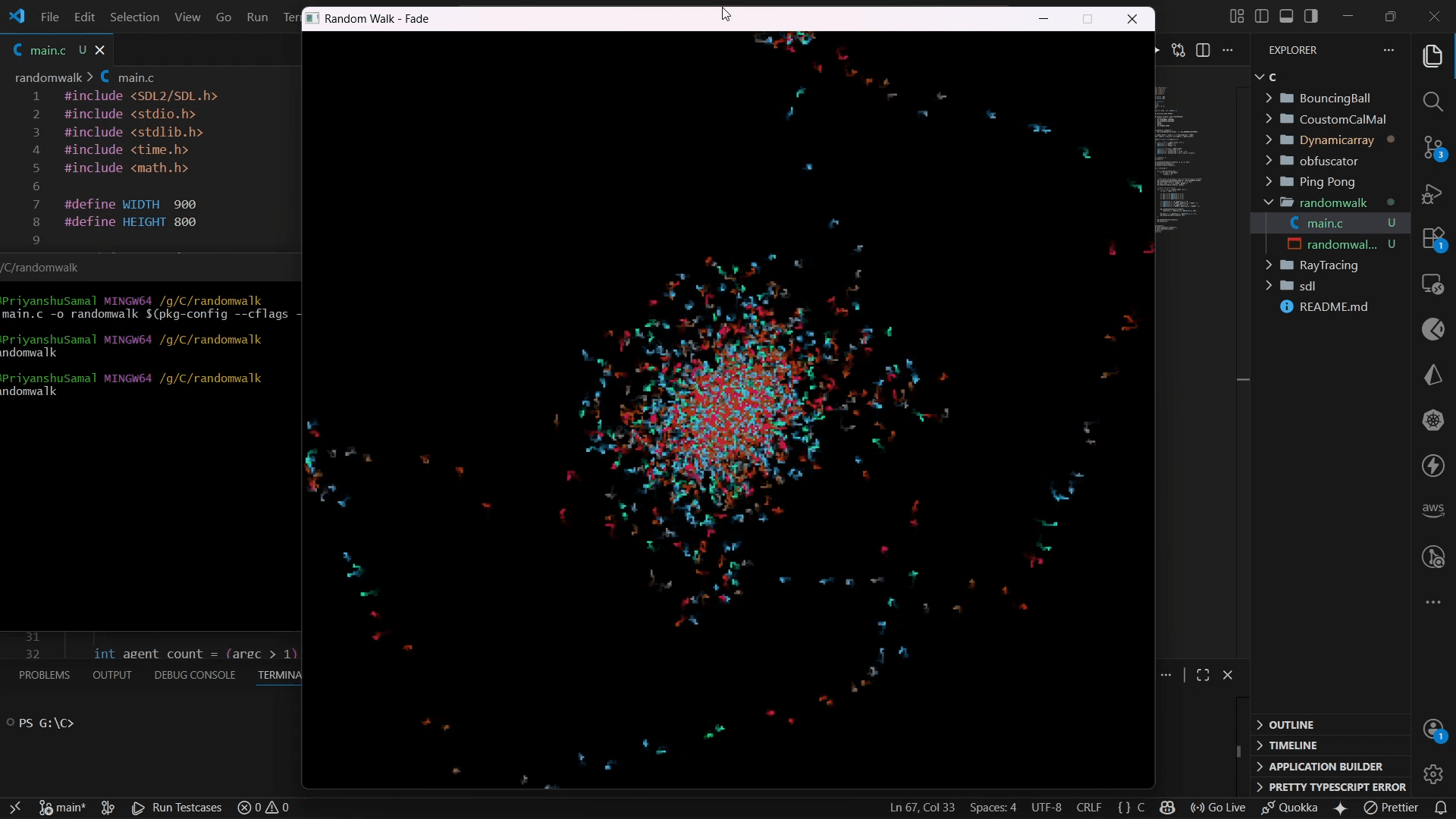 Visualizing Probability: Random Walk in C